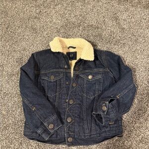 GAP Kids Denim Jacket with Cream Sherpa Collar